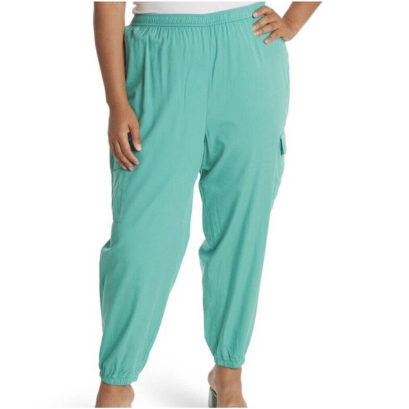 Abound Pants - Abound NWT Womens Cargo Joggers Pants Green Marine Sz 4X Elastic Waist Pockets